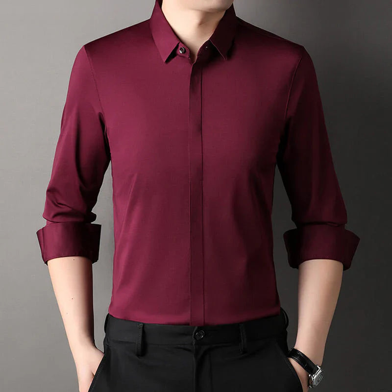 Kusek - Camisa Elegante Elástica y Sin Arrugas