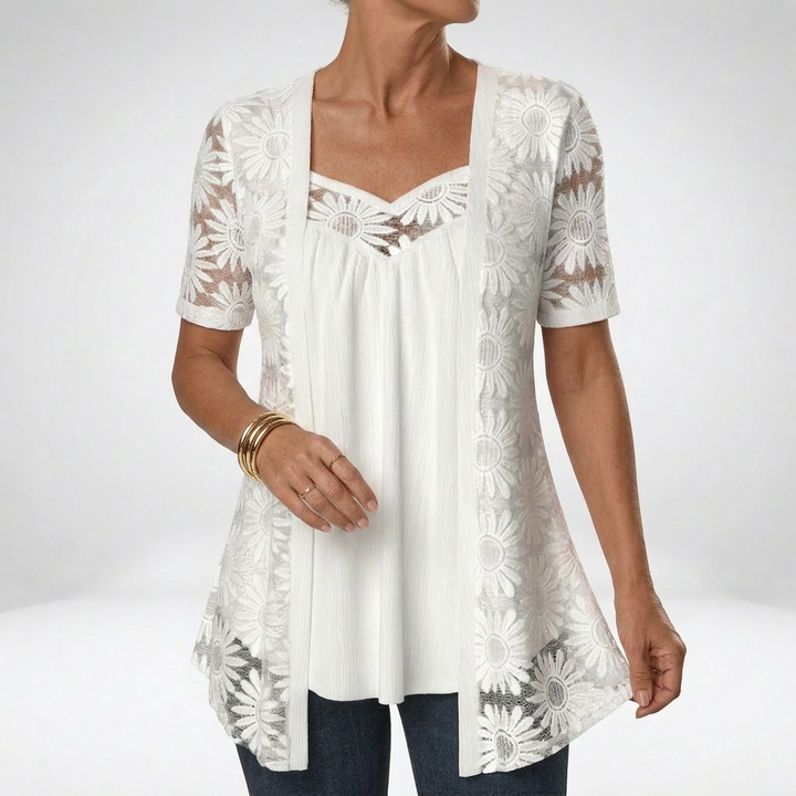 Linnia - Blusa De Encaje Con Bordado Floral