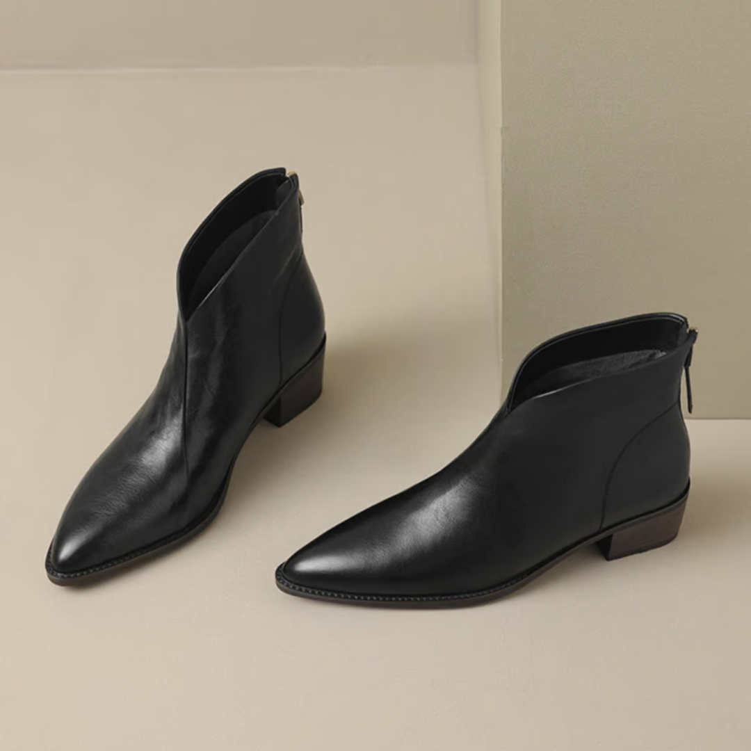 Zabrina - Botines De Cuero Con Punta Afilada