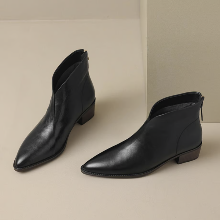 Zabrina - Botines De Cuero Con Punta Afilada