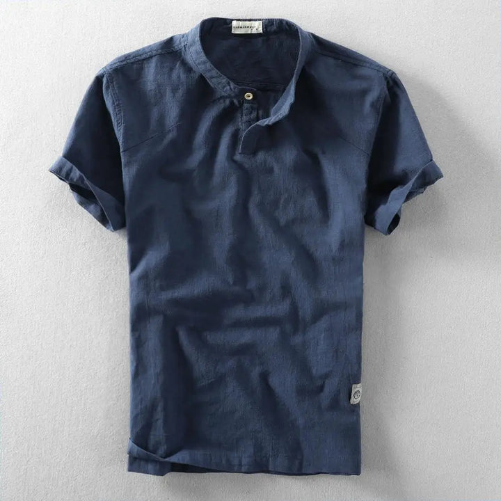 Carlous - Elegante Camisa De Verano De Algodón y Lino
