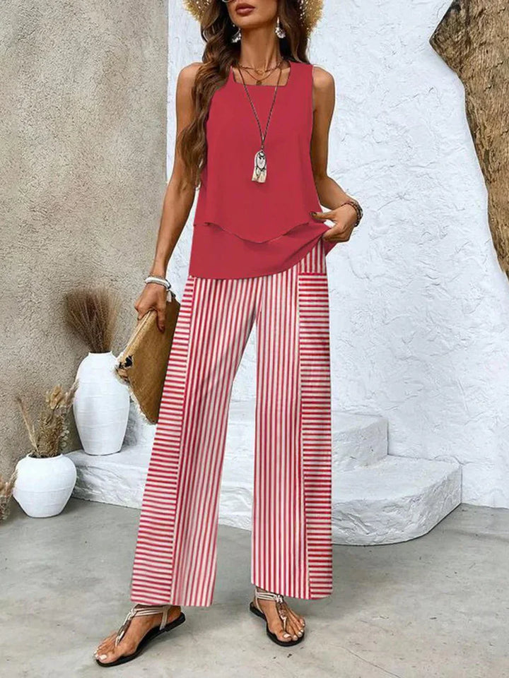 Samborska - Top Sin Mangas De Verano y Pantalón Ancho