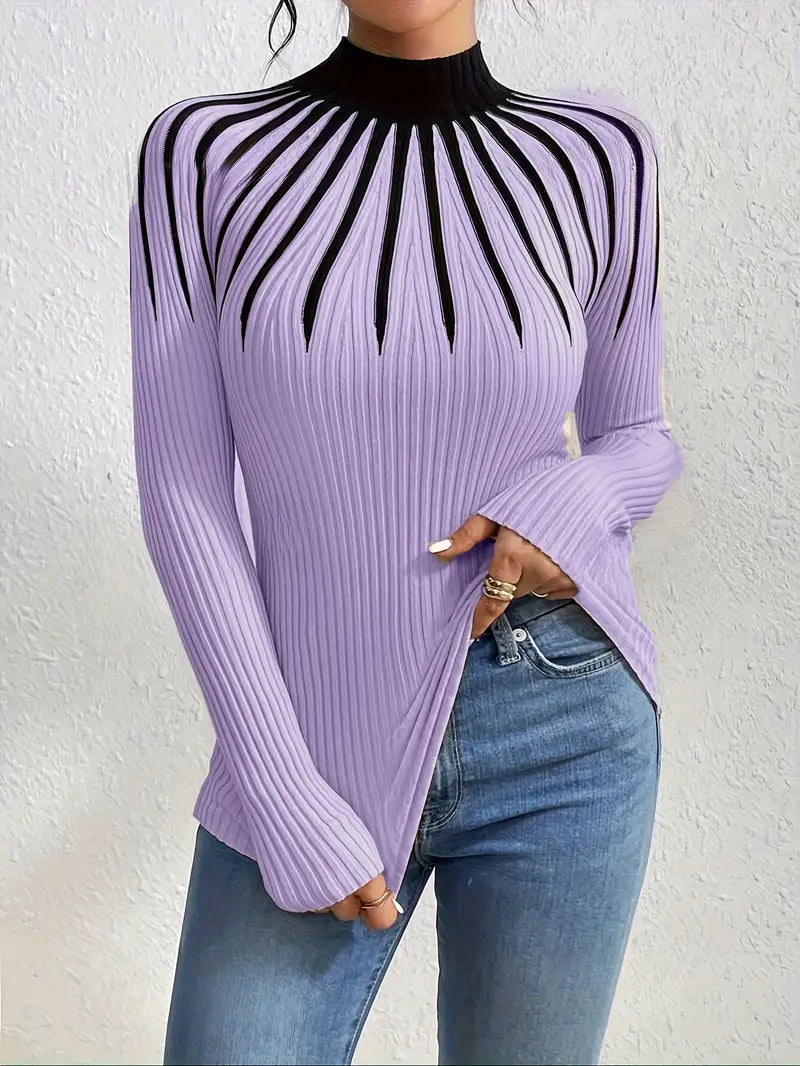 Maider - Elegante Jersey De Manga Larga Con Cuello Alto