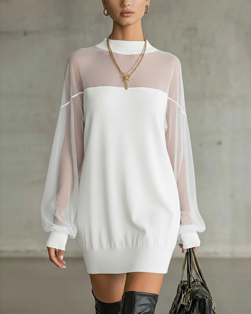 Yenaya - Vestido mini de Punto con Mangas Lantern