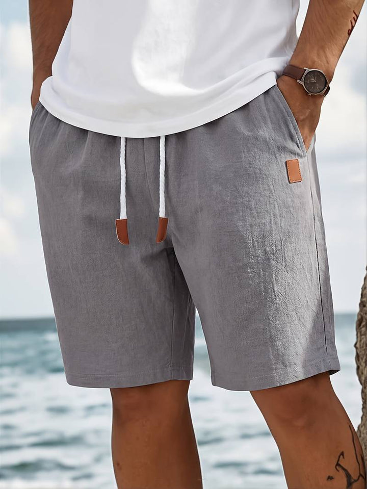 Jonatas - Pantalón Corto De Lino De Verano Con Bolsillo Con Cordón