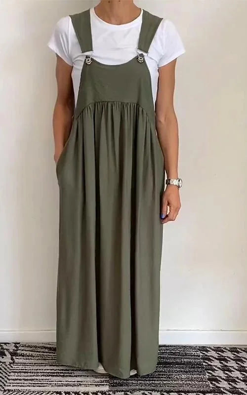 Regla - Vestido Holgado De Algodón Y Lino Con Tirantes