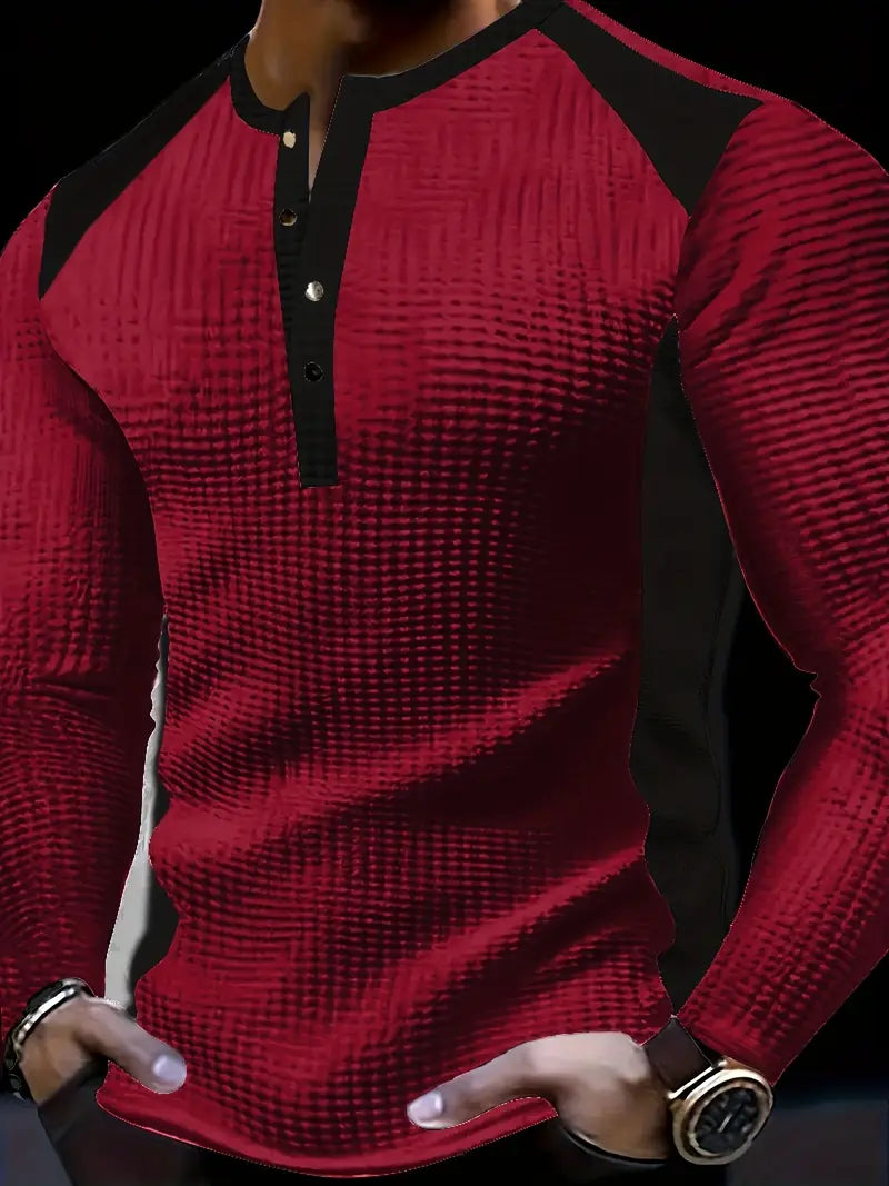 Kyran - Camisa Henley De Manga Larga Con Diseño De Gofre