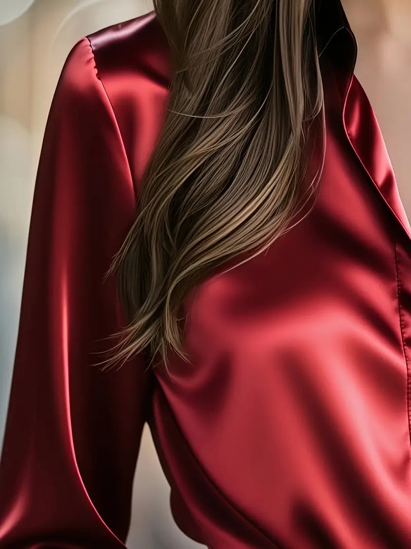 Zillah - Elegante Camisa De Satén Con Contraste Para Ir Al Trabajo
