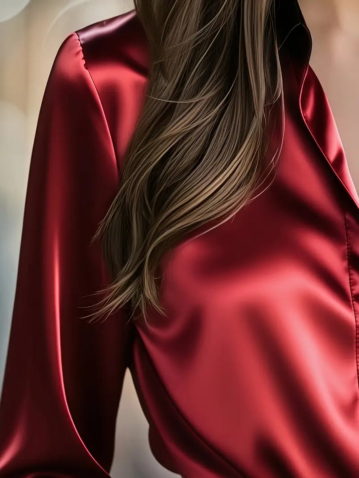 Zillah - Elegante Camisa De Satén Con Contraste Para Ir Al Trabajo