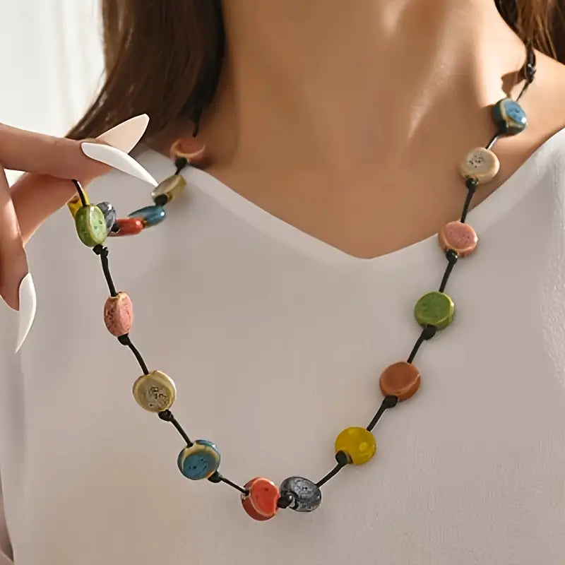 ChromaLinks - Collar De Cuentas Cerámicas Multicolores