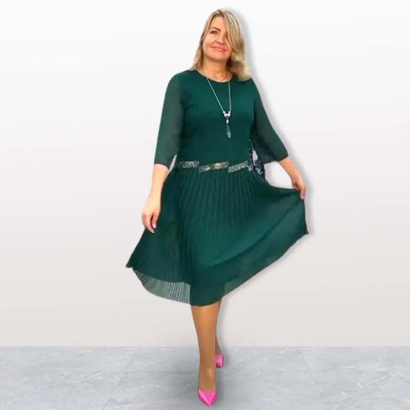 Kiernan - Elegante Vestido Midi Con Cuello Redondo