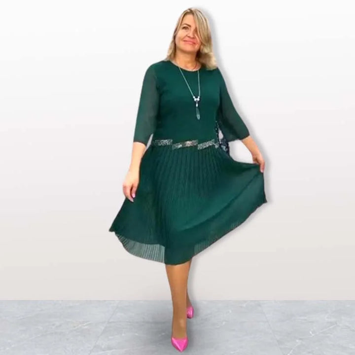 Kiernan - Elegante Vestido Midi Con Cuello Redondo