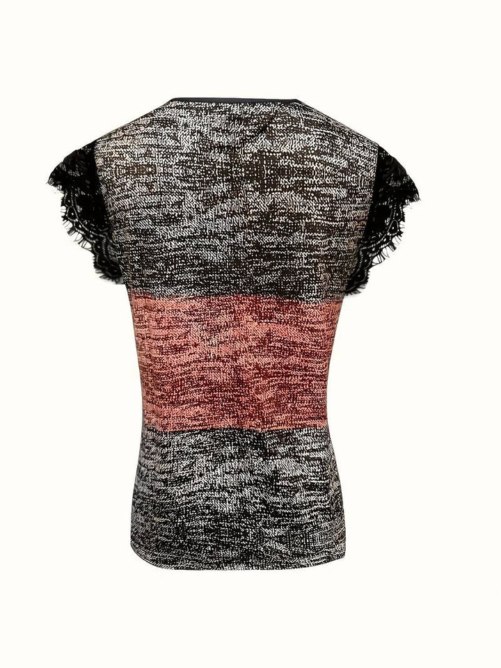 Sydona - Camiseta Informal De Manga Corta Con Cuello De Encaje