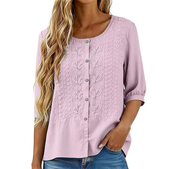 Andreza - Blusa De Algodón Con Botones