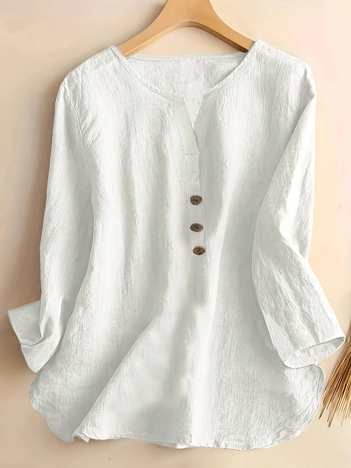 Mykaela - Blusa Informal De Algodón Y Lino