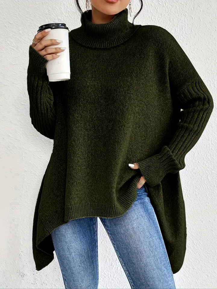 Laora - Jersey Informal De Manga Larga y Cuello Alto