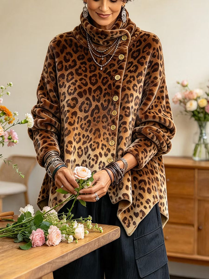 Lyrona - Blusa De Manga Larga Con Estampado De Leopardo