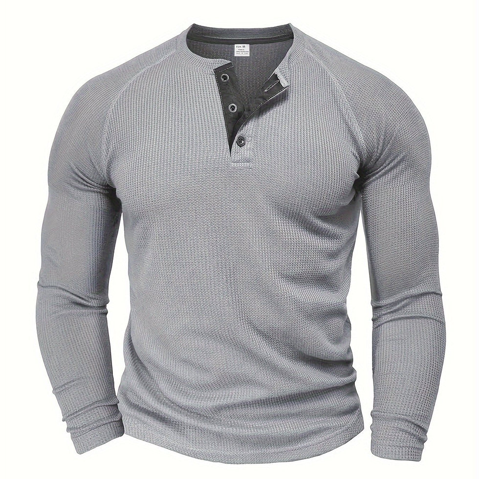 Jarik - Camiseta Henley De Manga Larga Con Textura