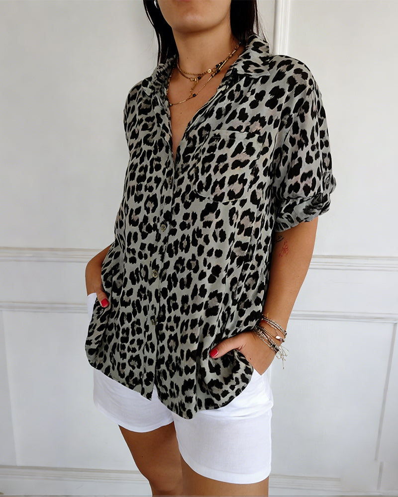 Shifra - Blusa De Moda Con Estampado De Leopardo