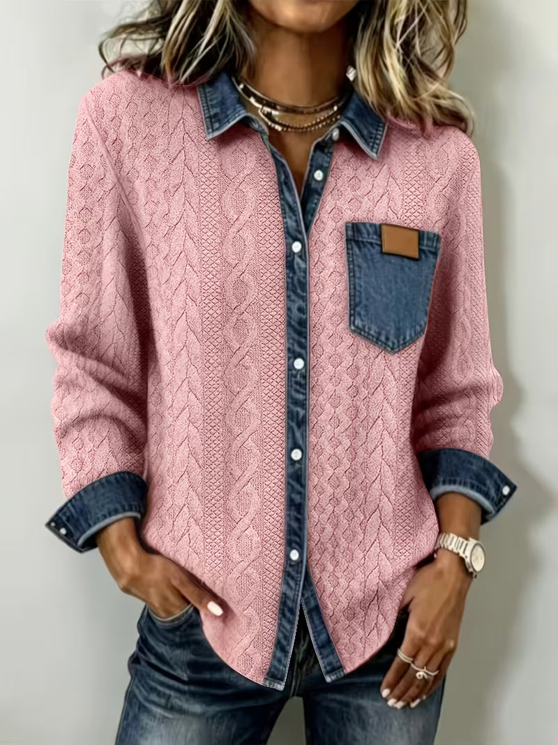 Leoora - Camisa De Manga Larga Con Bolsillos De Parche