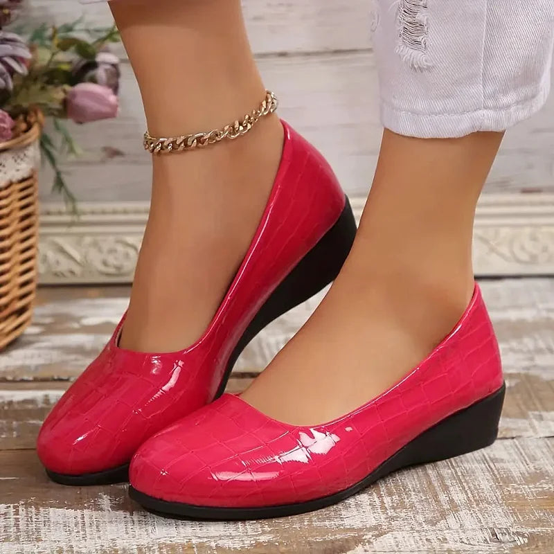 Zatia - Zapatos De Cuña De Cuero Transpirables