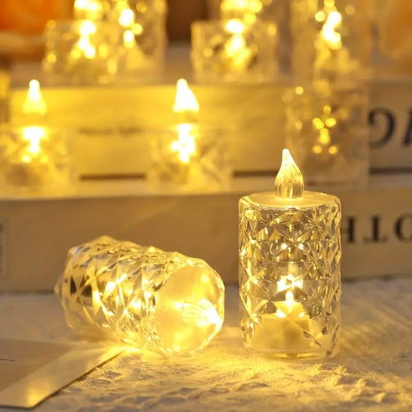 RadiantCrysta - 3 piezas/conjunto Velas De Cristal Sin Llama