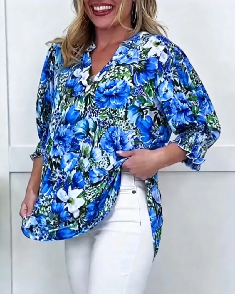 Niliza - Blusa Floral De Manga Corta
