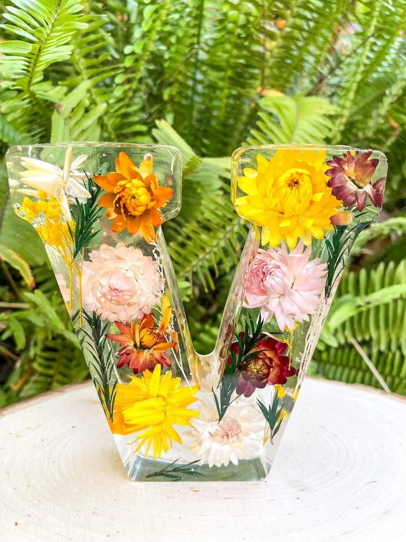 FloraShine - Lámpara Nocturna de Resina Con Flores Hecha a Mano