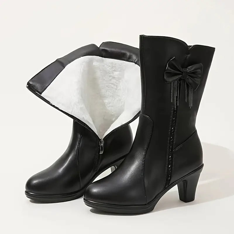 Nuccia - Botas Vintage De Cuero Con Lazo