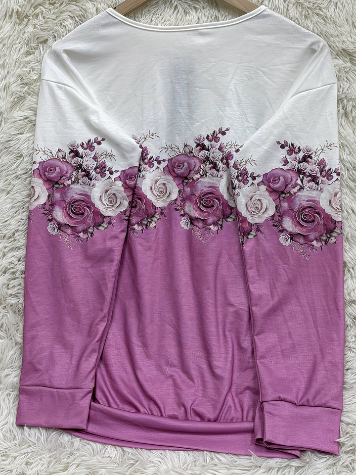 Shlomina - Sudadera Con Medio Cremallera y Estampado De Rosas