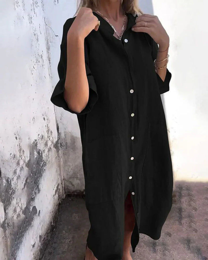 Aguilera - Elegante Vestido Camisero Con Botones