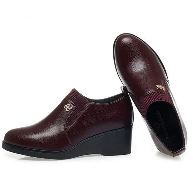 Cyntia - Zapatos Ortopédicos De Cuña De Piel