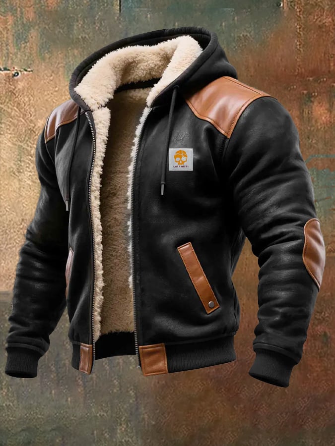 Blundell - Chaqueta Cálida De Ante y Cuero Vintage