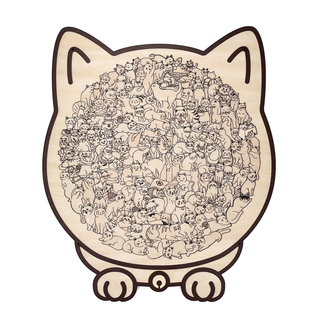 KittyCluster - Rompecabezas De Madera Con Forma De Gato De 135 Piezas