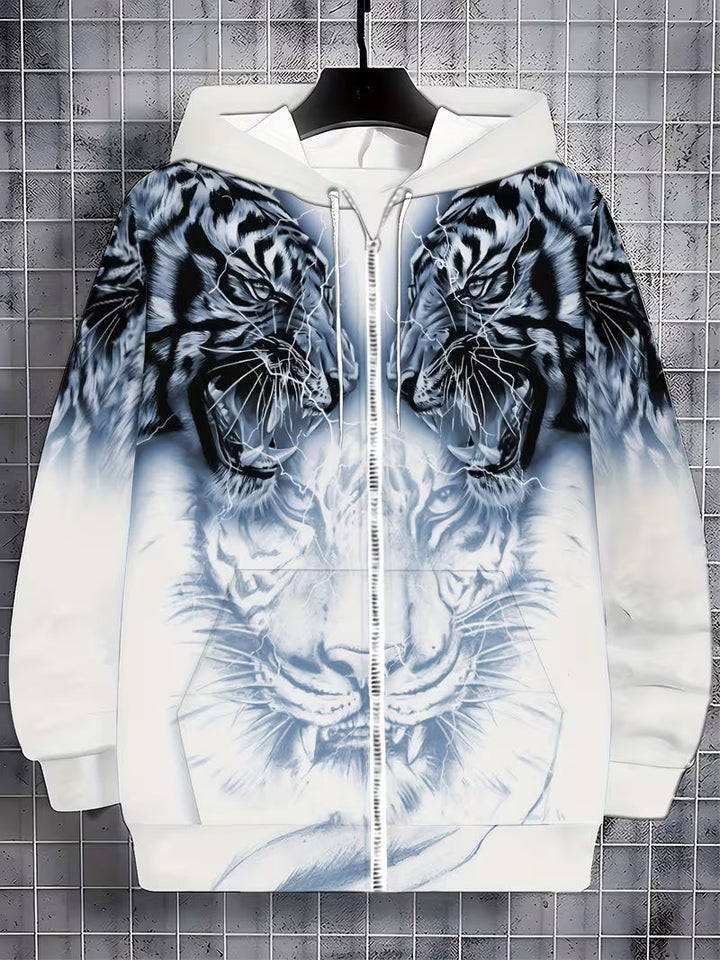 Luciano - Sudadera Con Capucha y Estampado De Tigre Con Cremallera