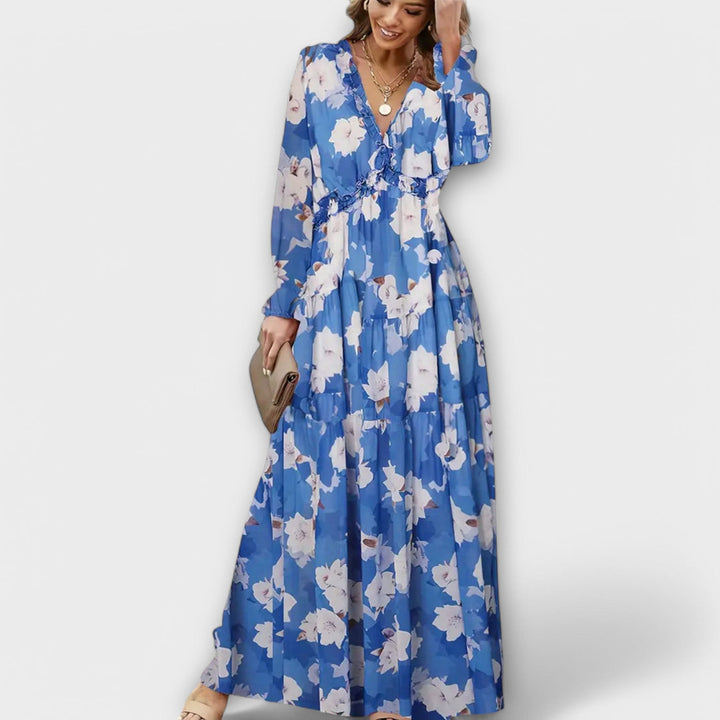 Lukrecija - Vestido largo Con Estampado Floral y Cuello en V