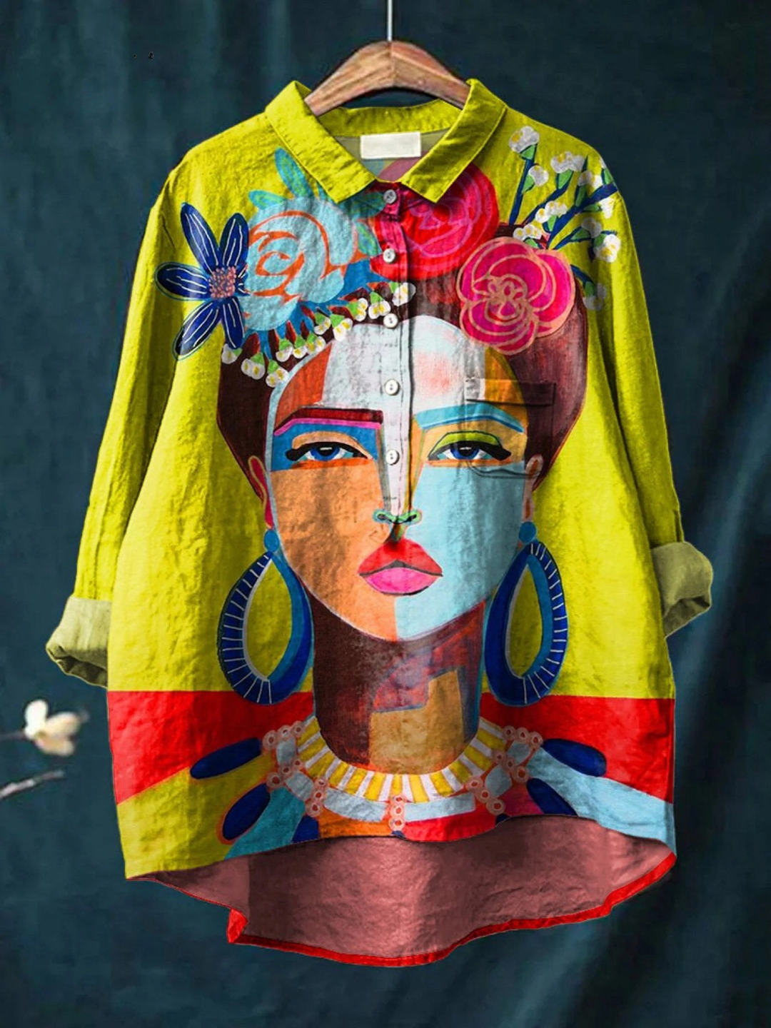 Cherily - Camisa de Botones Con Estampado de Retratos