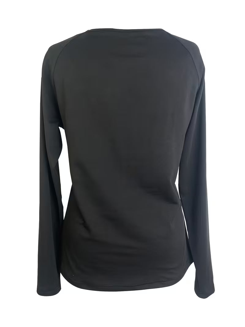 Mesha - Camiseta De Manga Larga Con Inserción De Malla Y Cuello en V