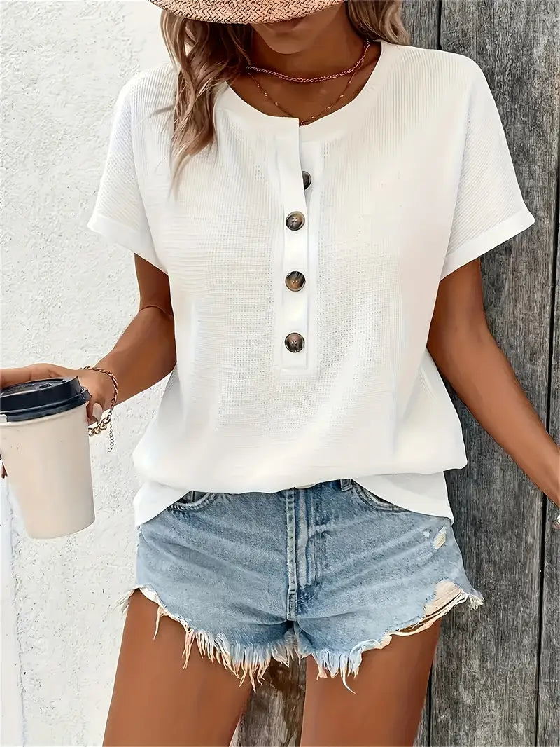 Marylou - Camiseta Informal De Manga Corta Y Cuello Redondo