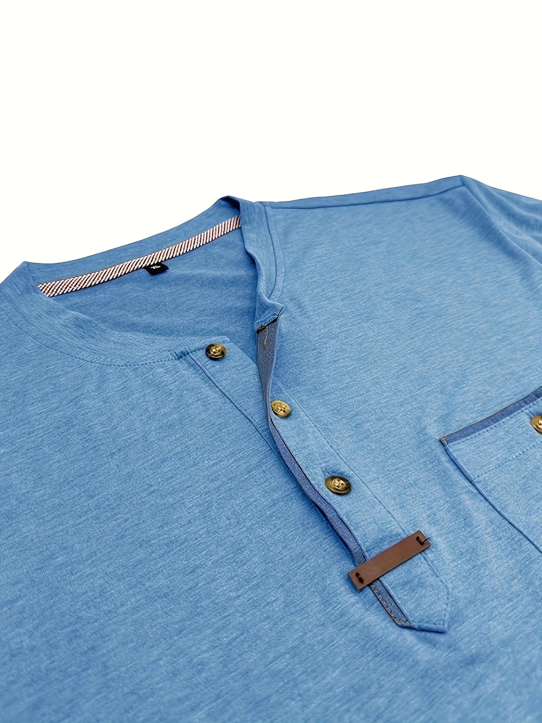 Saxon - Camiseta Elegante De Cuello Redondo Con Bolsillo