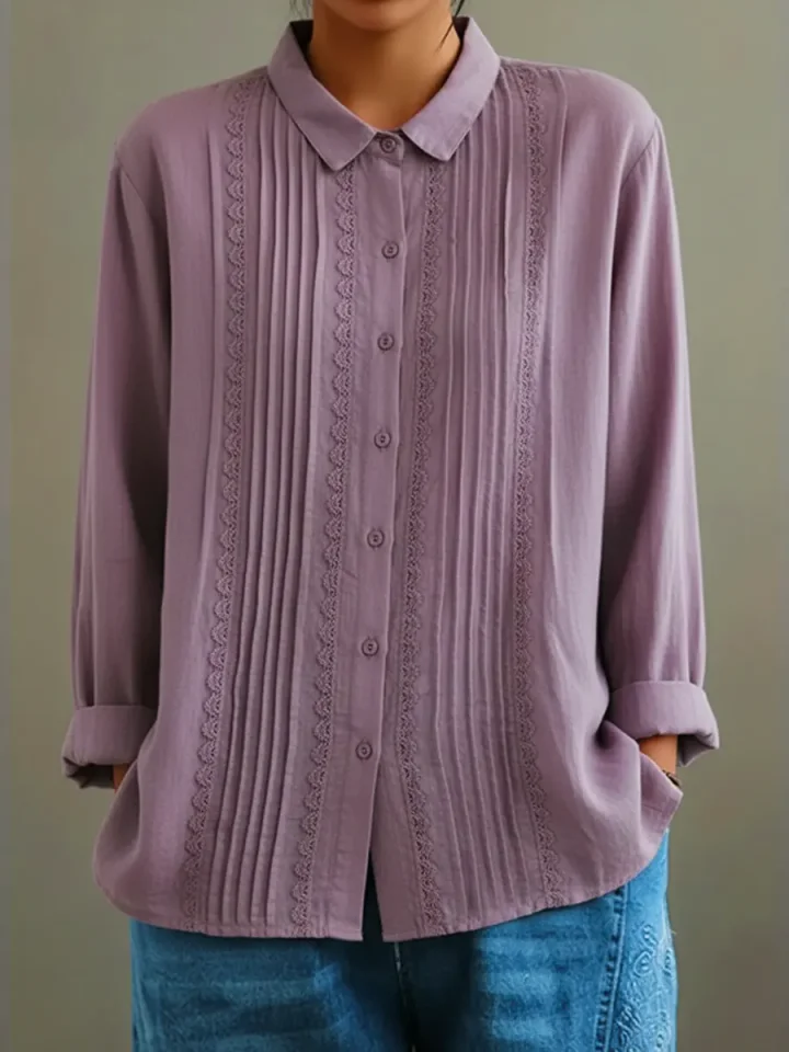 Kalanit - Camisa De Lino y Algodón Con Encaje Patchwork