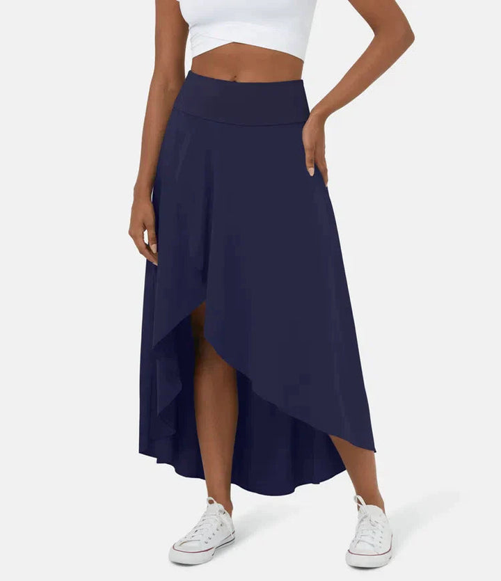 Keisha - Falda Midi Informal Con Cintura Alta Y Falda Con Volante Profundo