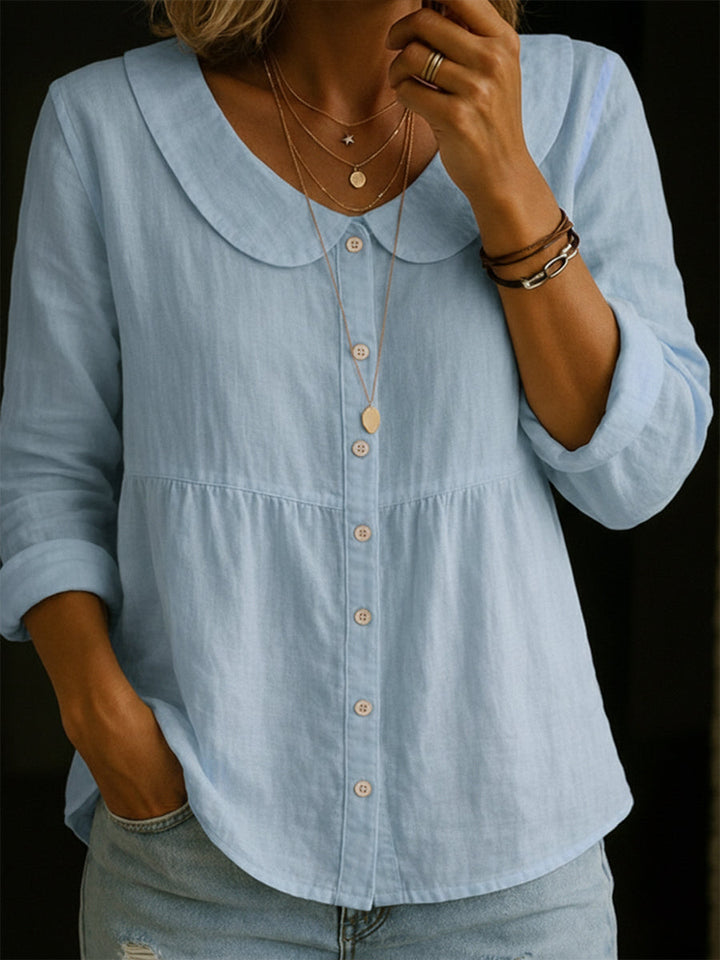 Neveni - Blusa de Manga Larga Con Botones