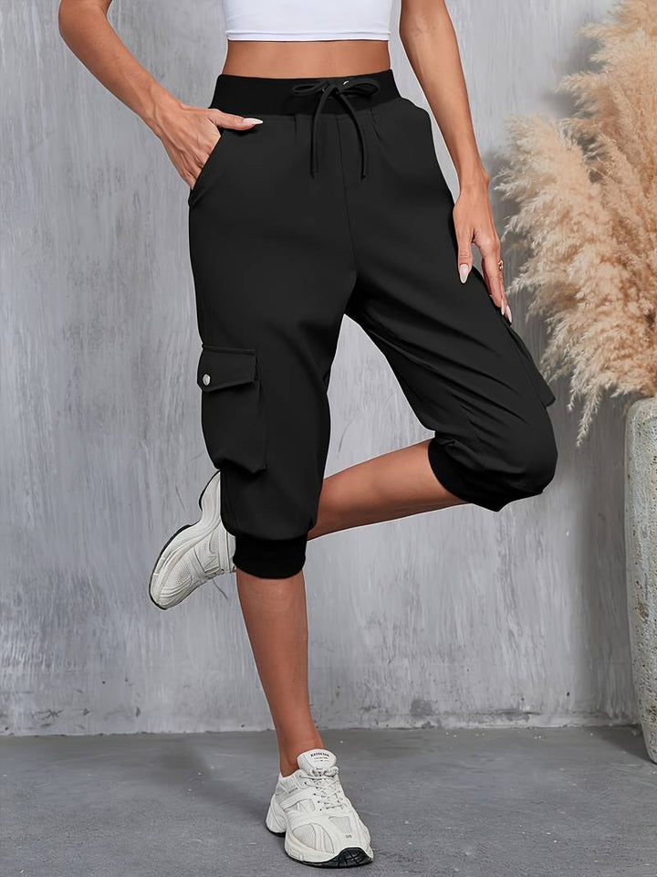 Kirabo - Pantalones Cargo De Verano Con Múltiples Bolsillos Y Cintura Elástica Acanalada
