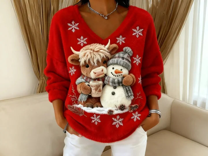Malin - Jersey De Manga Larga Con Cuello En V Estampado