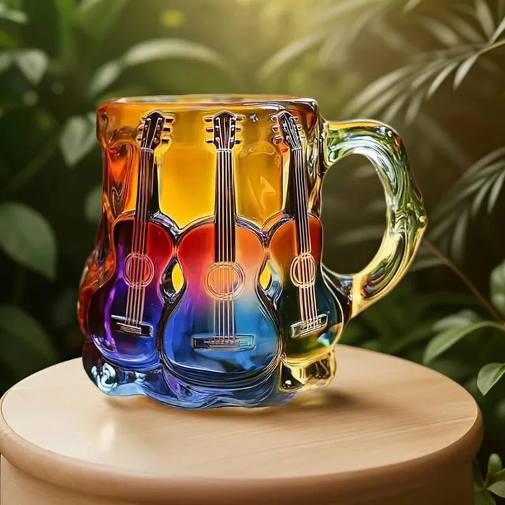 MelodyMug - Taza con Diseño de Guitarra y Vidrieras de Colores