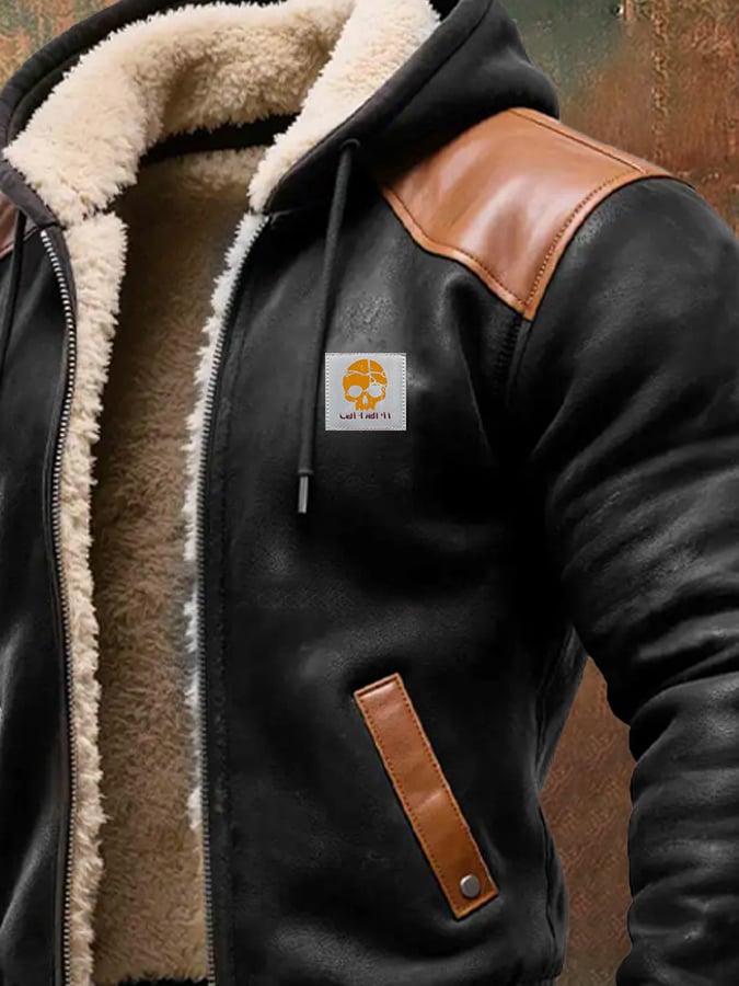 Francois - Chaqueta Vintage De Ante Con Capucha