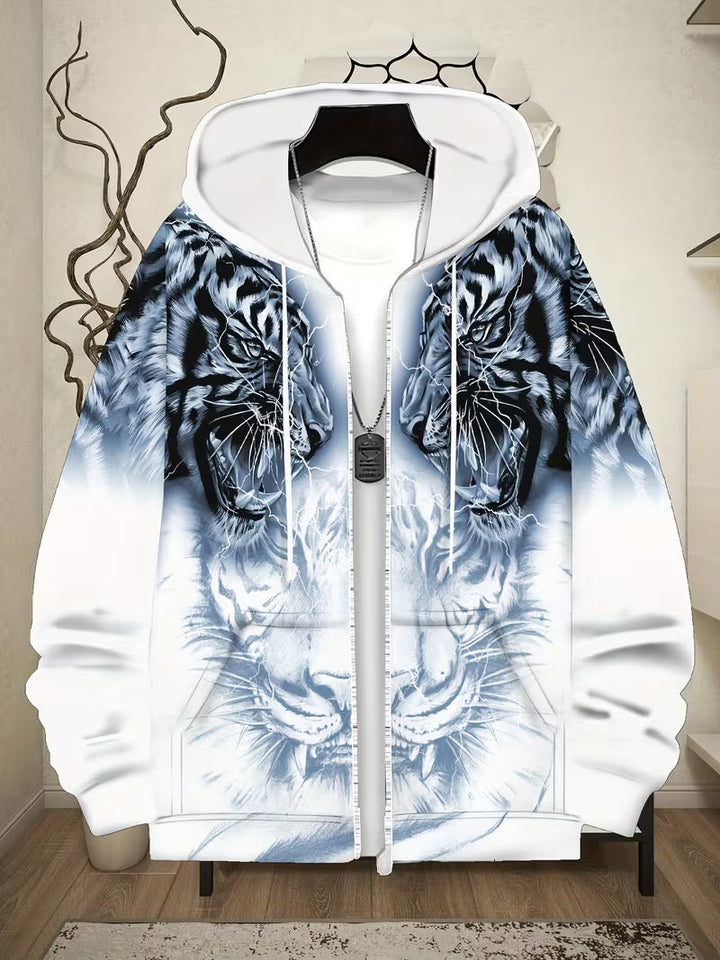 Luciano - Sudadera Con Capucha y Estampado De Tigre Con Cremallera