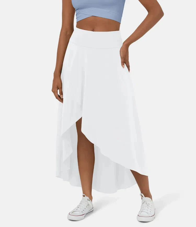 Keisha - Falda Midi Informal Con Cintura Alta Y Falda Con Volante Profundo