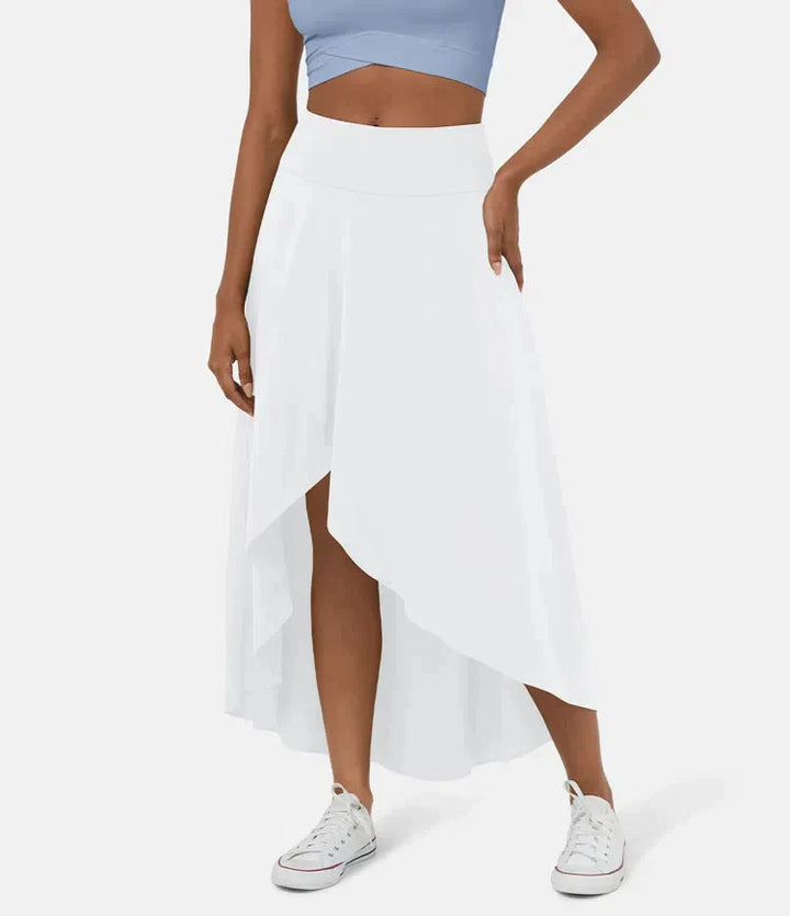 Keisha - Falda Midi Informal Con Cintura Alta Y Falda Con Volante Profundo